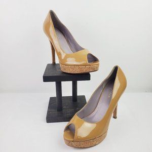 Cole Haan Nude Peep Toe Slip On Heel 9B
